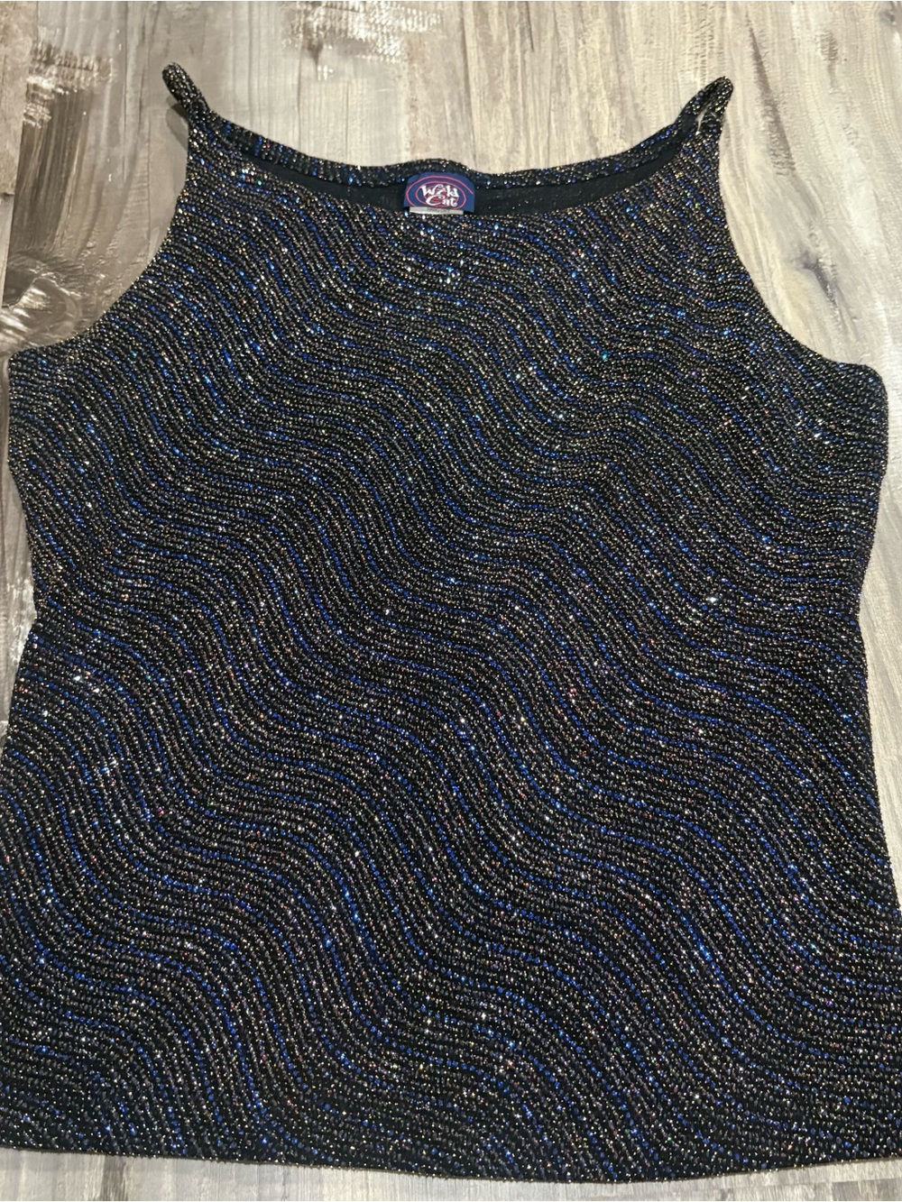 Vintage Y2K Wild Cat Colorful Sequin Spaghetti String Tank SZ M